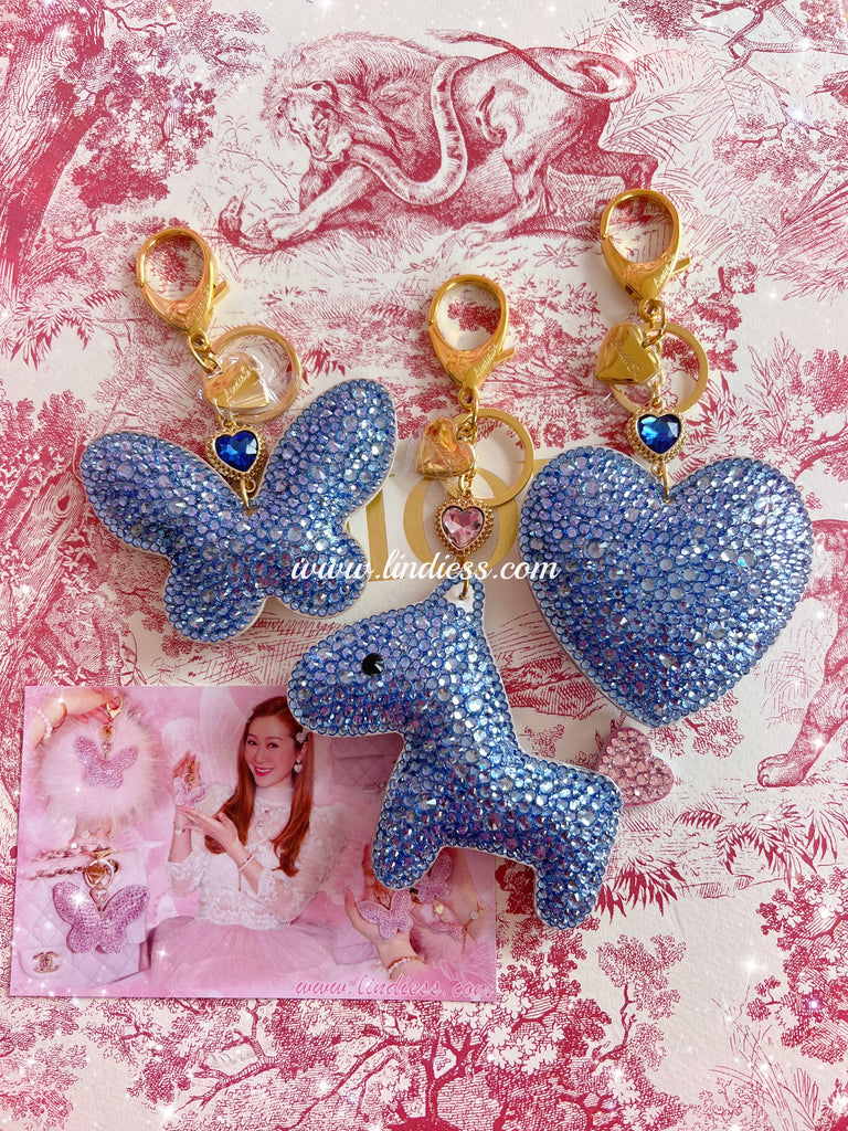 PRINCESS CRYSTAL BUTTERFLY HEART & HORSE - BLUE LIMITED EDITION