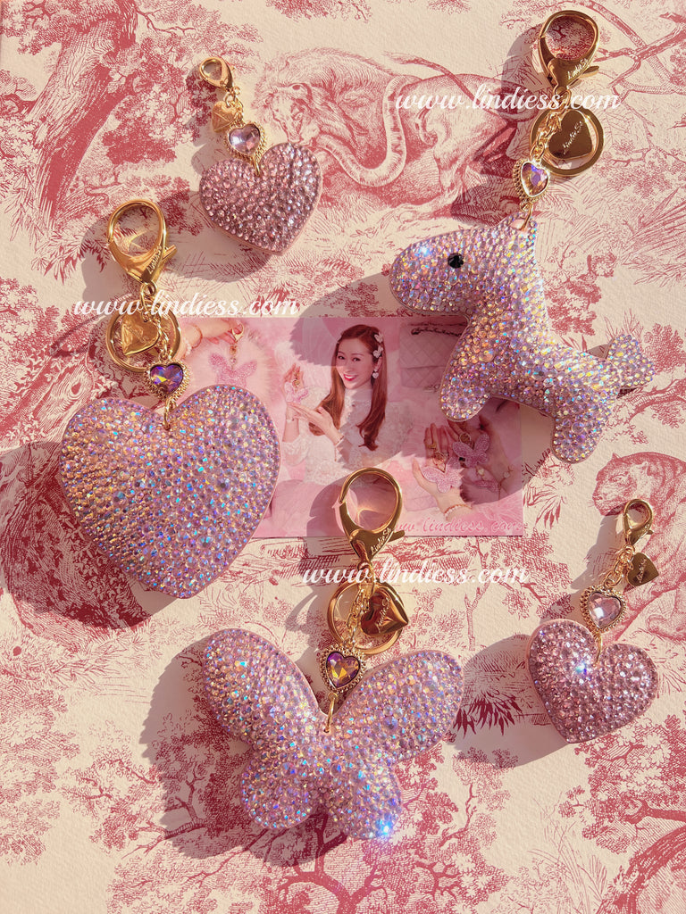 PRINCESS CRYSTAL BUTTERFLY HEART & HORSE - PINK AB UNICORN