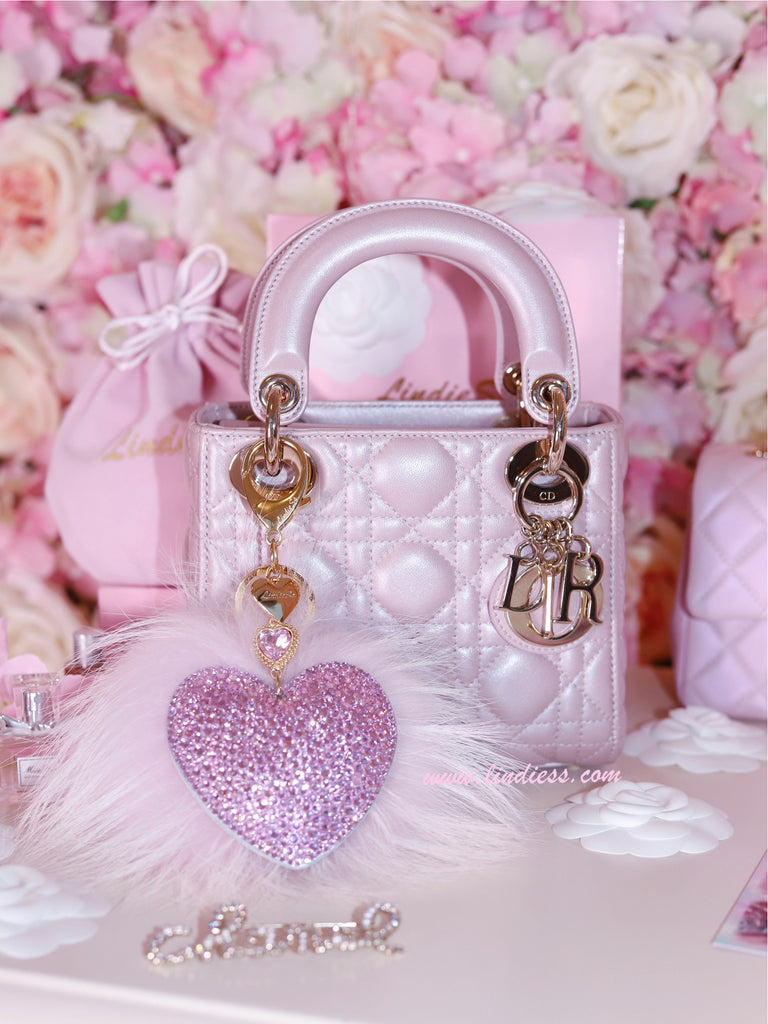 PRINCESS CRYSTAL HEART & POM POM - LILAC BABY PINK