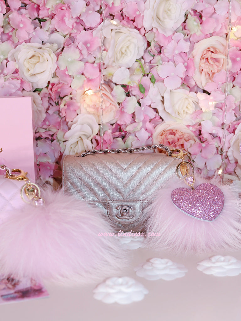 PRINCESS CRYSTAL HEART & POM POM - LILAC BABY PINK