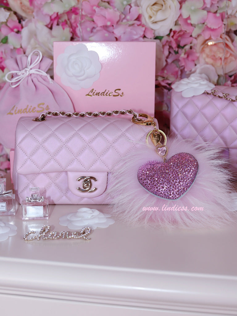 PRINCESS CRYSTAL HEART & POM POM - LILAC BABY PINK
