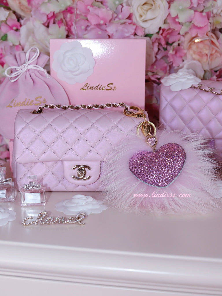 PRINCESS CRYSTAL HEART & POM POM - LILAC BABY PINK