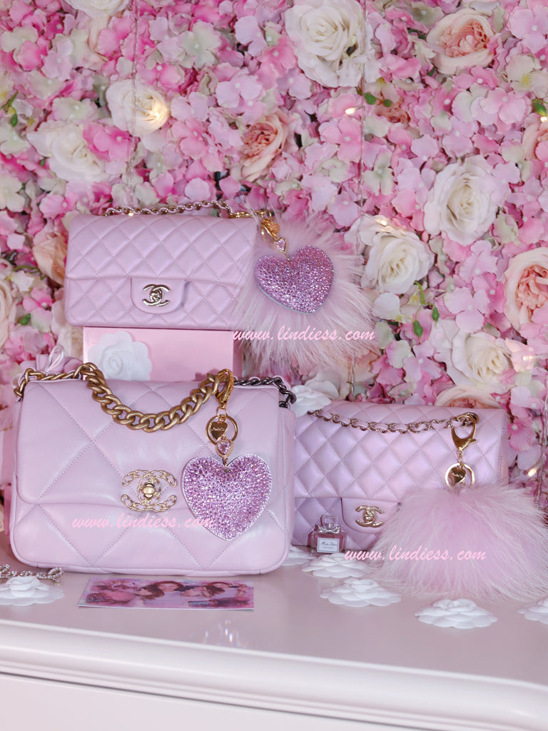 PRINCESS CRYSTAL HEART & POM POM - LILAC BABY PINK