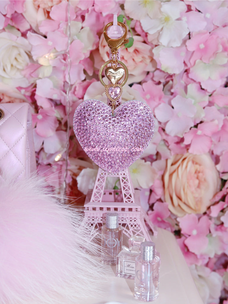 PRINCESS CRYSTAL HEART & POM POM - LILAC BABY PINK