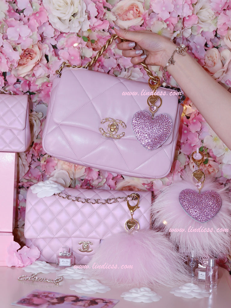 PRINCESS CRYSTAL HEART & POM POM - LILAC BABY PINK