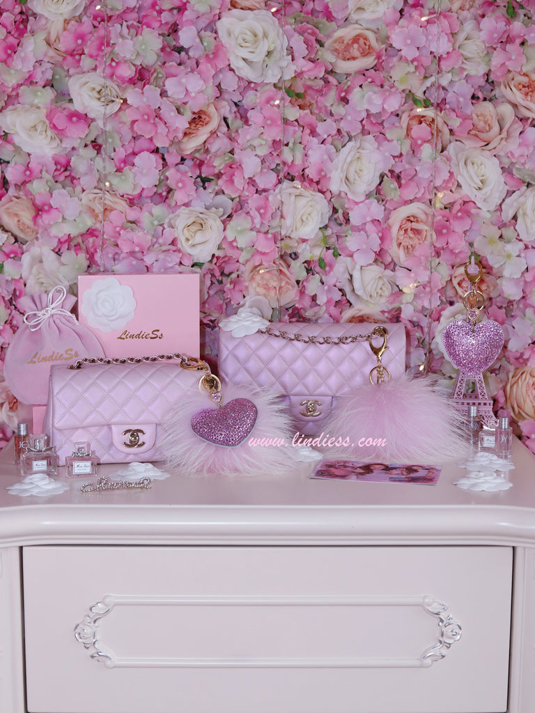 PRINCESS CRYSTAL HEART & POM POM - LILAC BABY PINK