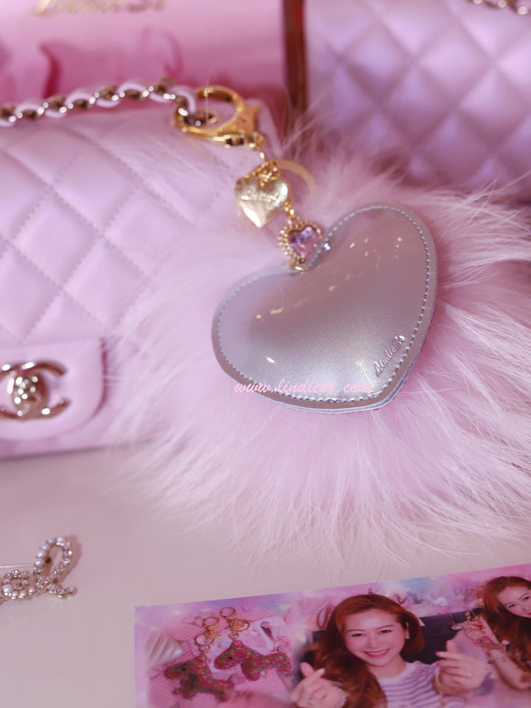 PRINCESS CRYSTAL HEART & POM POM - LILAC BABY PINK