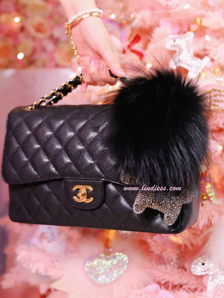 PRINCESS CRYSTAL HORSE POM POM - DARK SILVER & SO BLACK