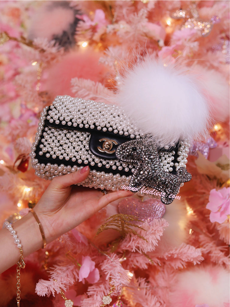 PRINCESS CRYSTAL HORSE POM POM - DARK SILVER & SO BLACK