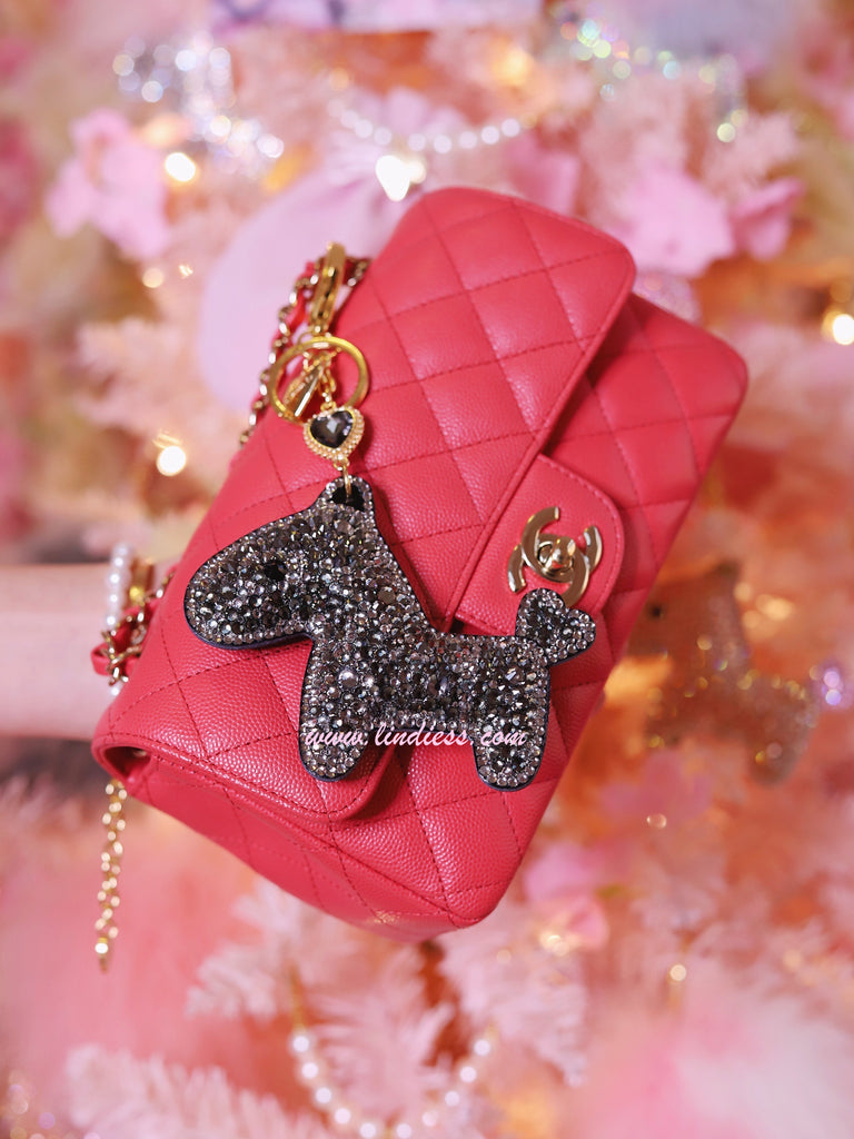 PRINCESS CRYSTAL HORSE POM POM - DARK SILVER & SO BLACK