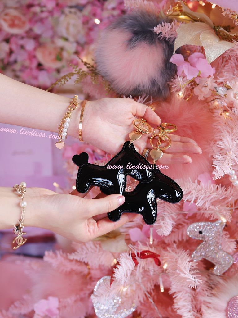 PRINCESS CRYSTAL HORSE POM POM - DARK SILVER & SO BLACK