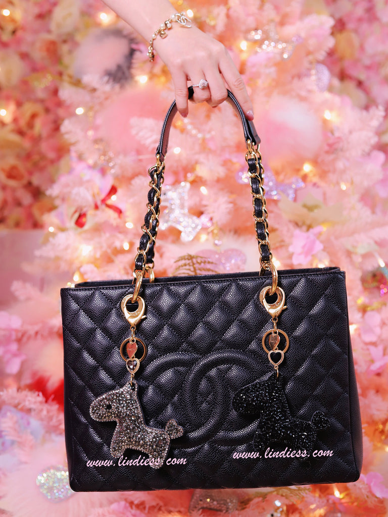PRINCESS CRYSTAL HORSE POM POM - DARK SILVER & SO BLACK