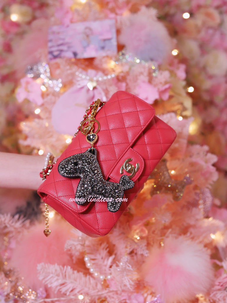 PRINCESS CRYSTAL HORSE POM POM - DARK SILVER & SO BLACK
