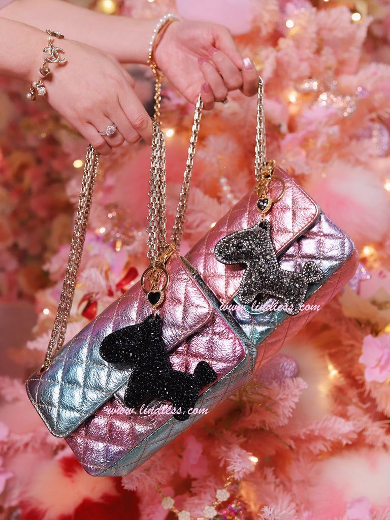 PRINCESS CRYSTAL HORSE POM POM - DARK SILVER & SO BLACK