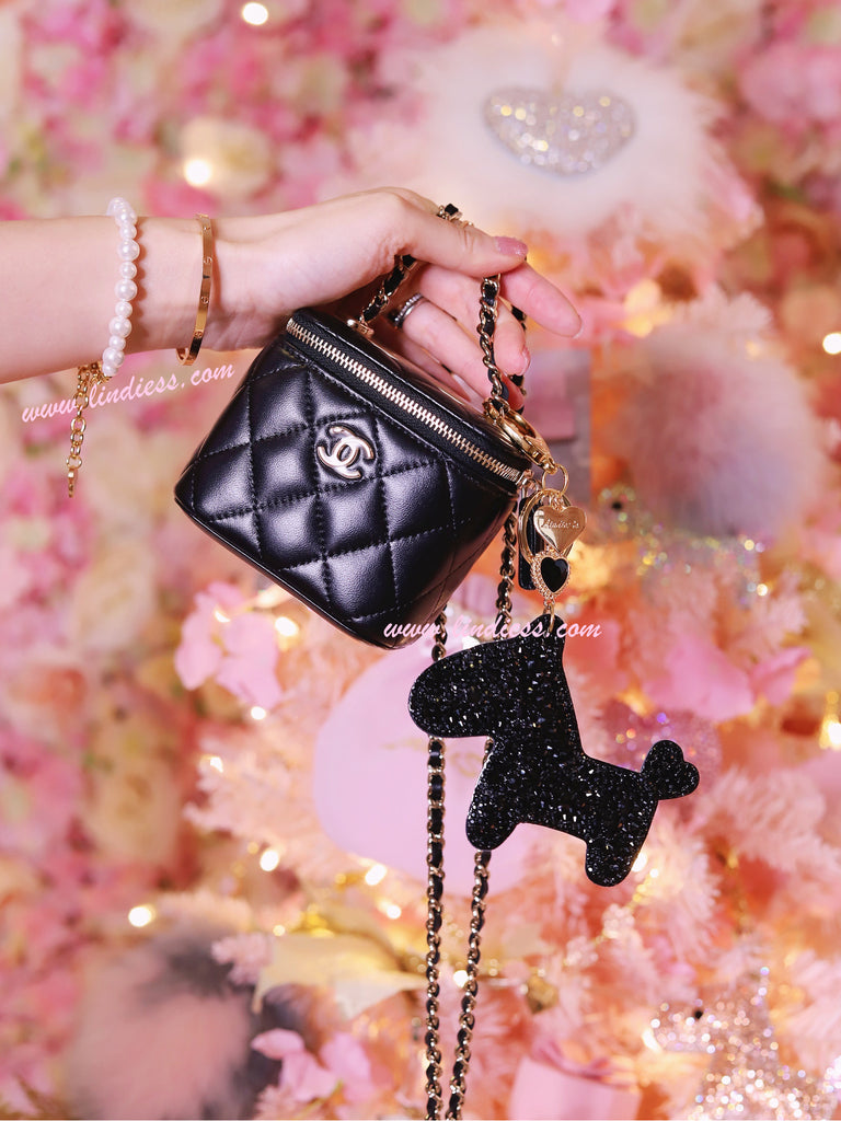 PRINCESS CRYSTAL HORSE POM POM - DARK SILVER & SO BLACK
