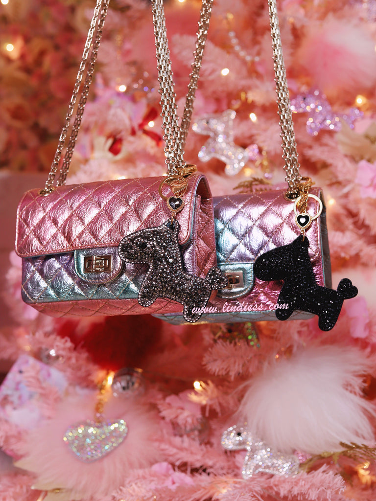PRINCESS CRYSTAL HORSE POM POM - DARK SILVER & SO BLACK