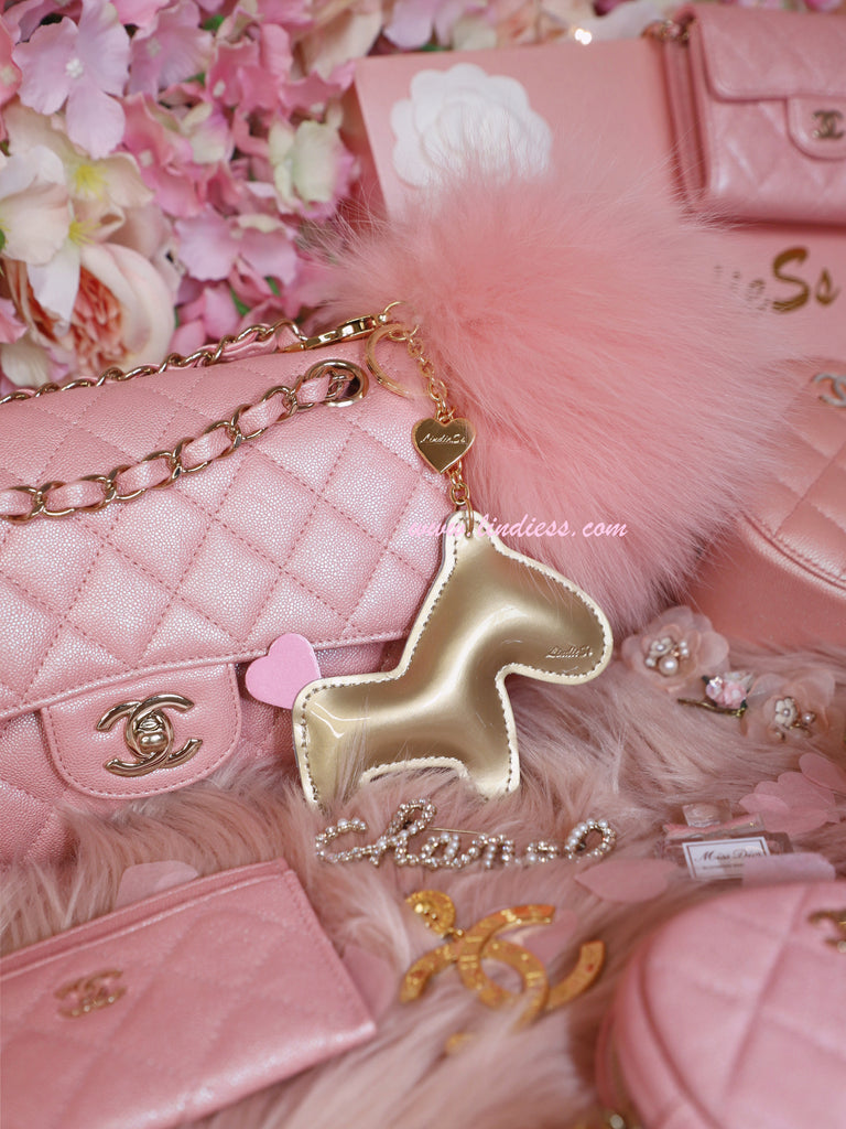 PRINCESS CRYSTAL HORSE POM POM - ROSE GOLD