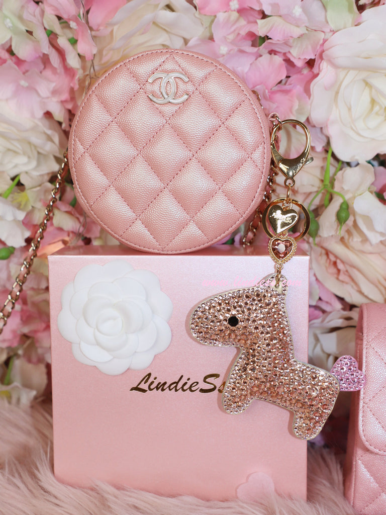 PRINCESS CRYSTAL HORSE POM POM - ROSE GOLD