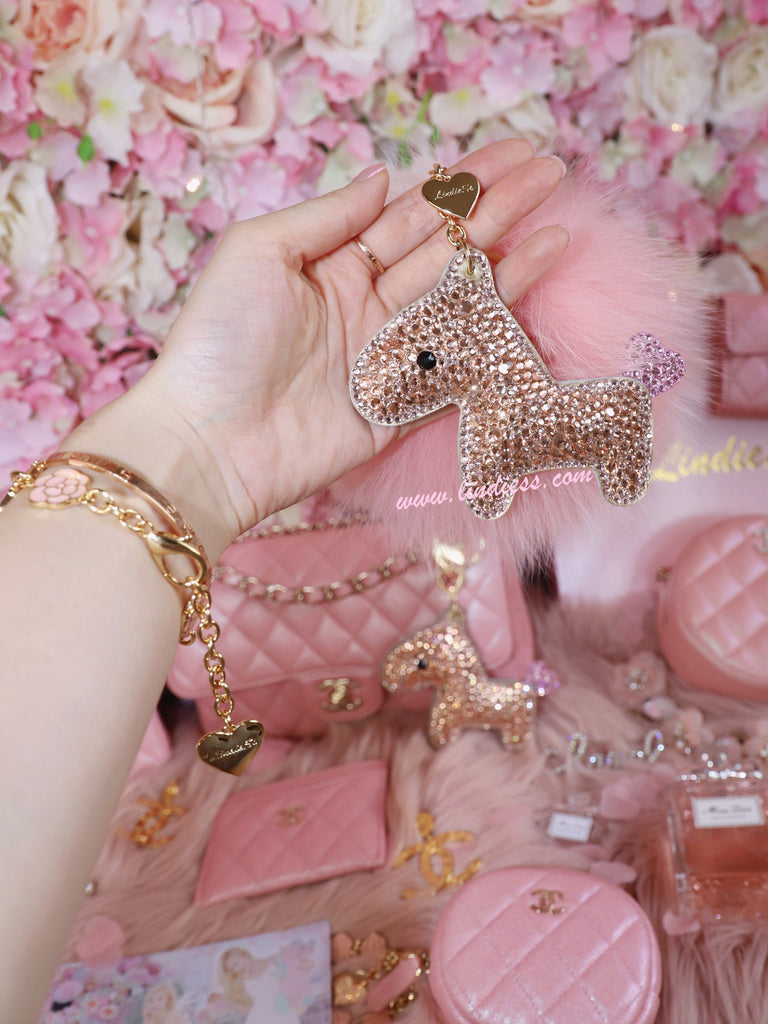PRINCESS CRYSTAL HORSE POM POM - ROSE GOLD