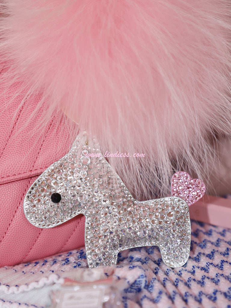 PRINCESS CRYSTAL HORSE POM POM - SNOW WHITE