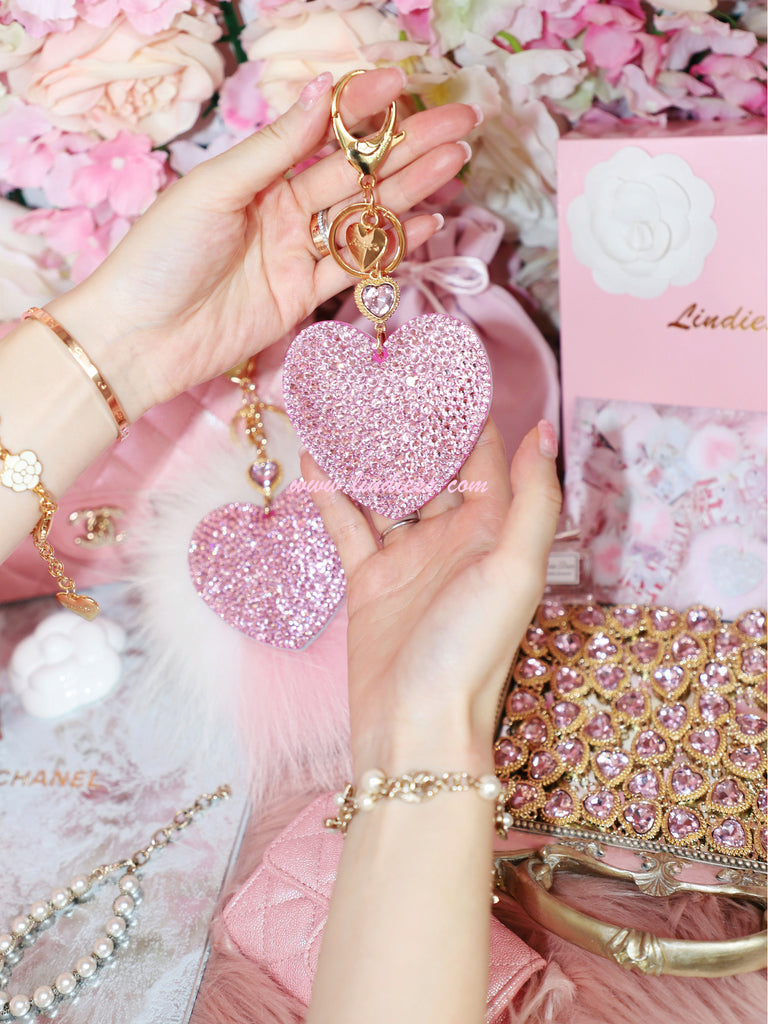 PRINCESS CRYSTAL HEART POM POM - ROSE GOLD