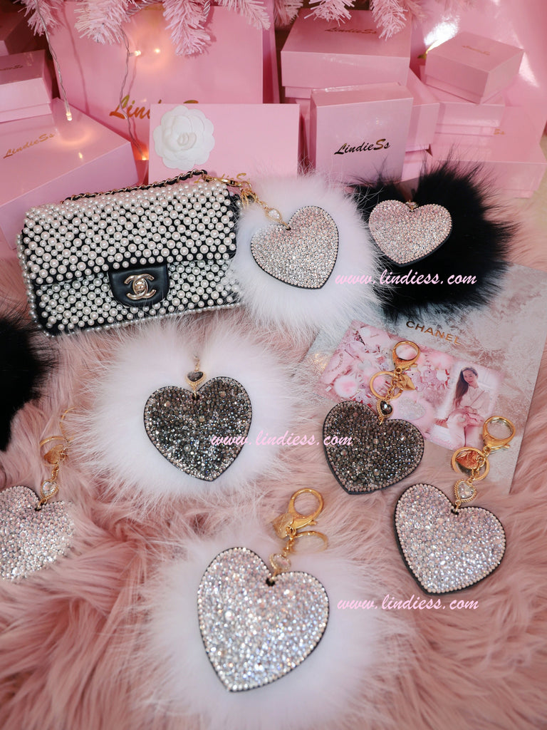 PRINCESS CRYSTAL HEART POM POM - ROSE GOLD