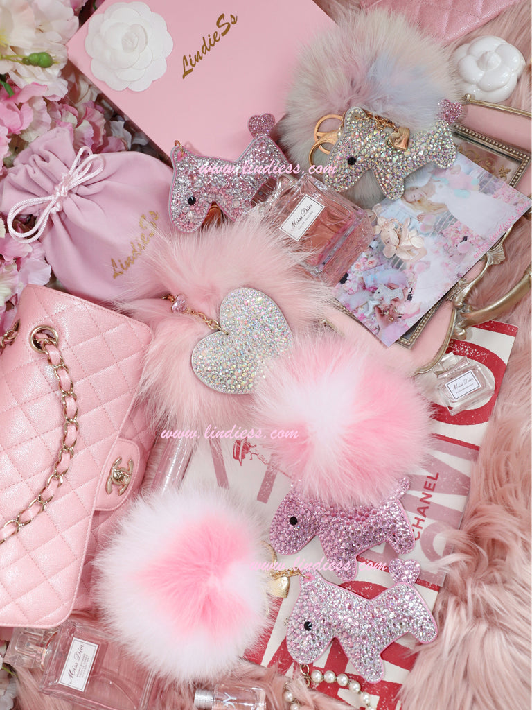 PRINCESS CRYSTAL HORSE & MINI SWEET HEART POM POM