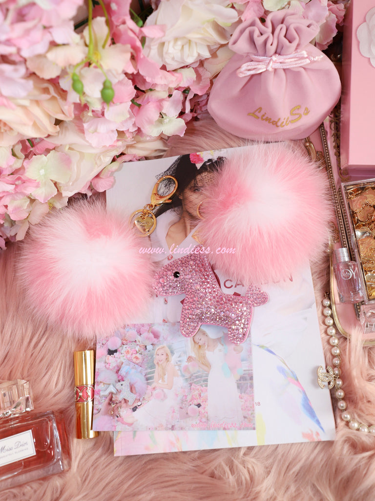PRINCESS CRYSTAL HORSE & MINI SWEET HEART POM POM