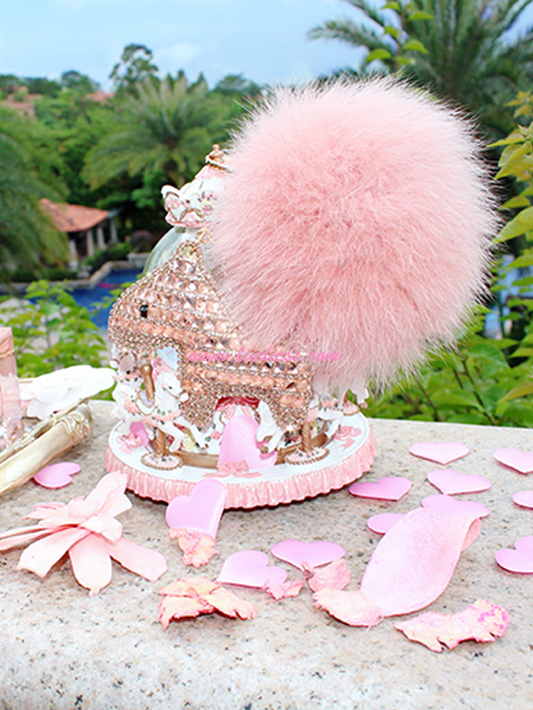ROSE GOLD GIANT ROSE LUCKY CRYSTAL HORSE