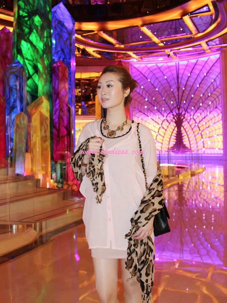 CHIC VOLUMENESS BIG LEOPARD SCARF - ARMY