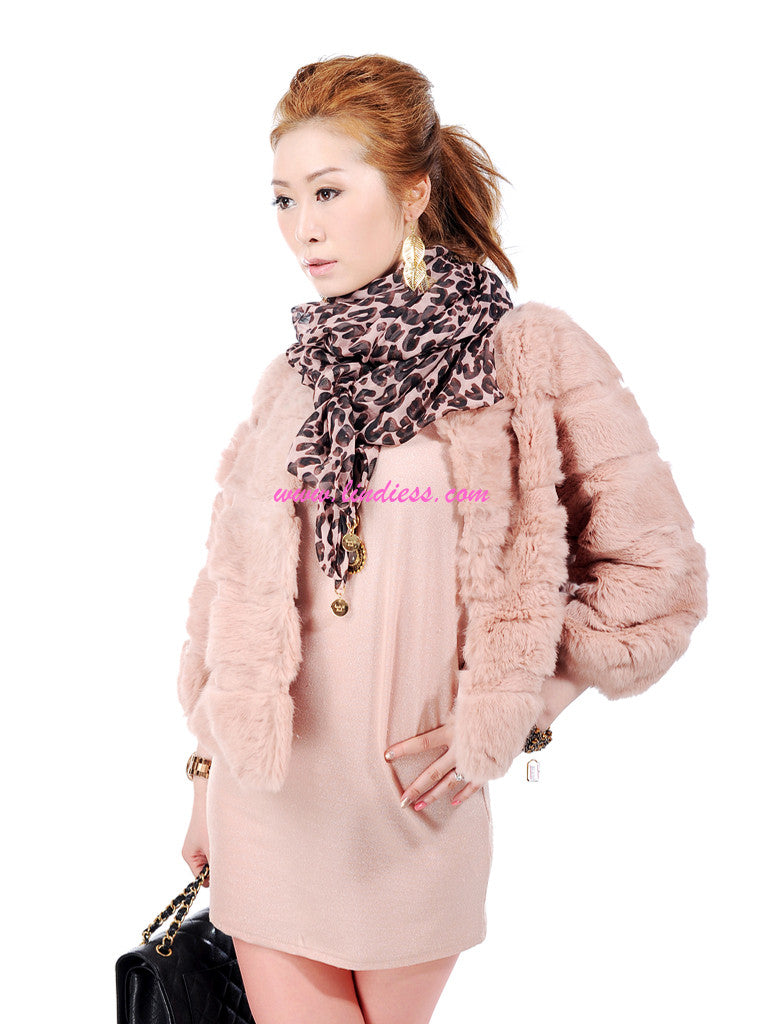 DOUBLE LAYER LEOPARD SILK SCARF - PINK