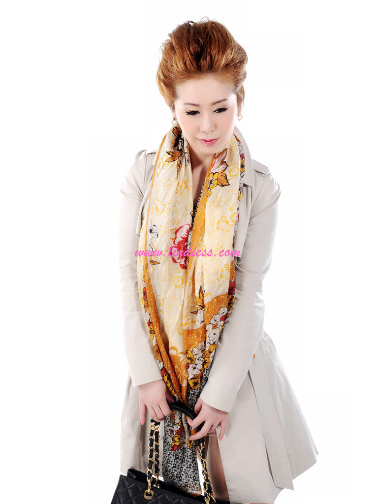 SILK FLOWERS SCARF - MIXED